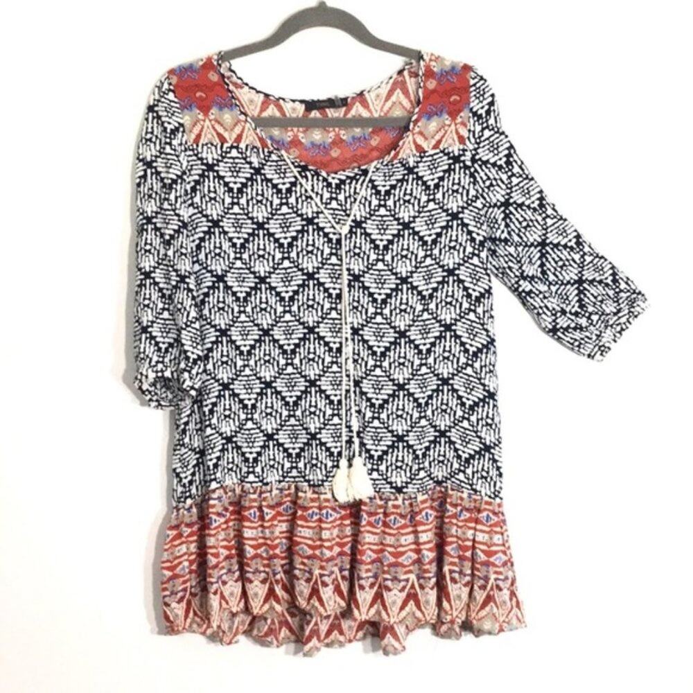 THML Anthropologie brand top or Dress Boho ruffle - MEDIUM